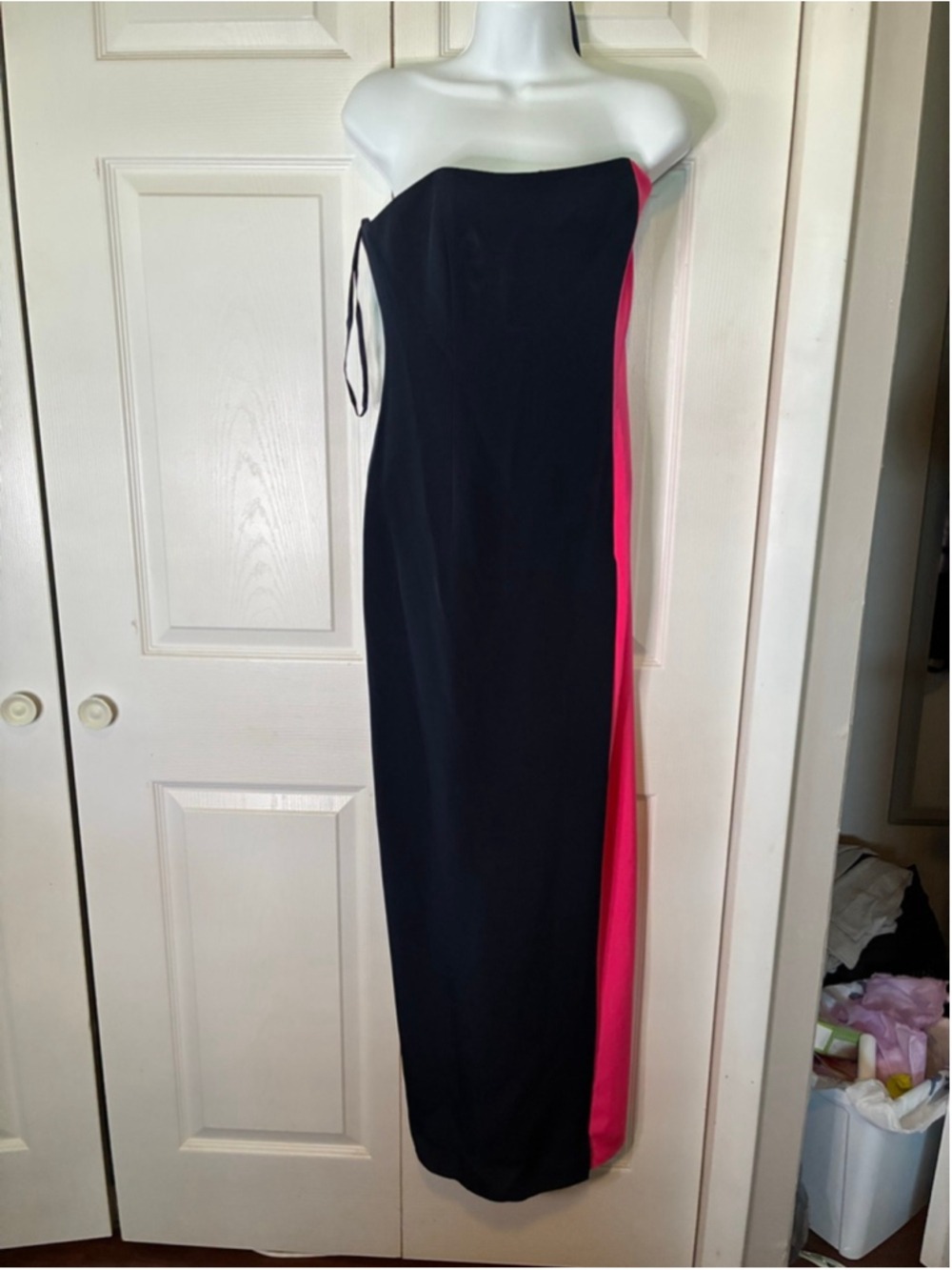 Women's Victor Costa for Nahdree Strapless Dress Size 10 Black Pink - Picture 1 of 6